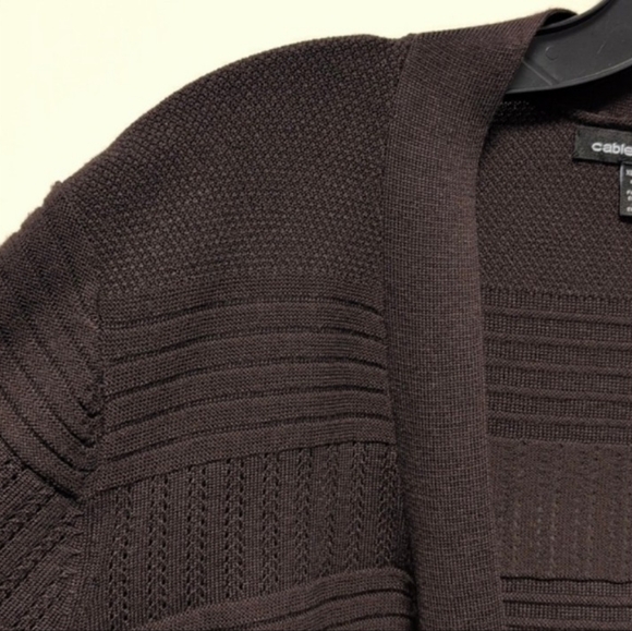 Cable & Gauge Set Of 2 Open Cardigan Sweaters Black and Brown XL - Picture 12 of 14